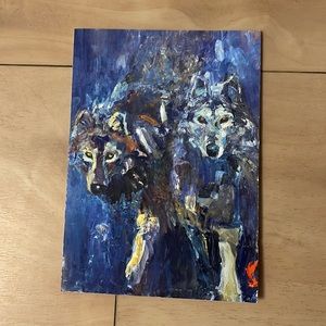 🎨Artist Print 2 Wolves Oil Painting -Card by Artist Hannah Shook